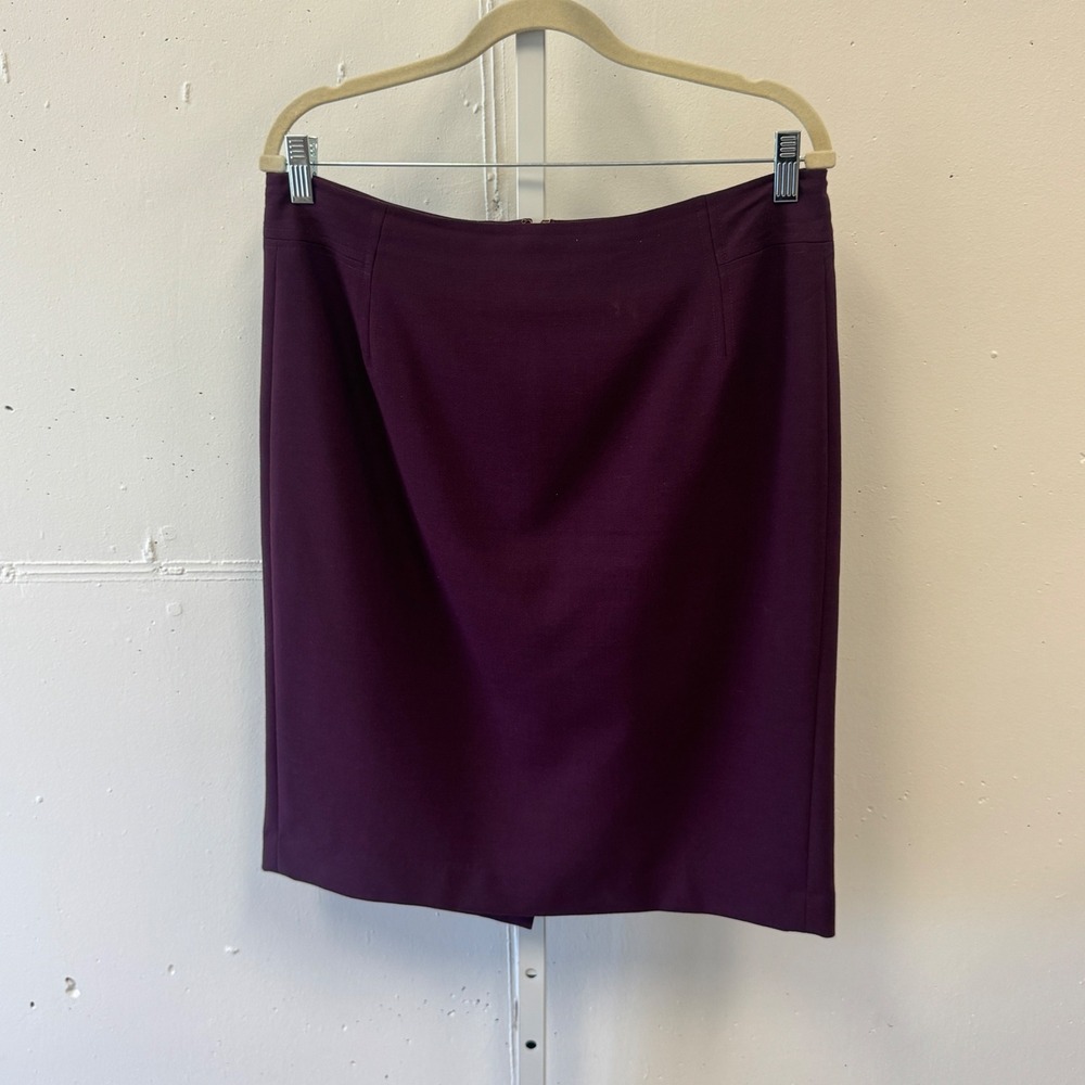 Ann Taylor LOFT Plum Purple Wool Blend Pencil Skirt Career Wear Women's Size 12